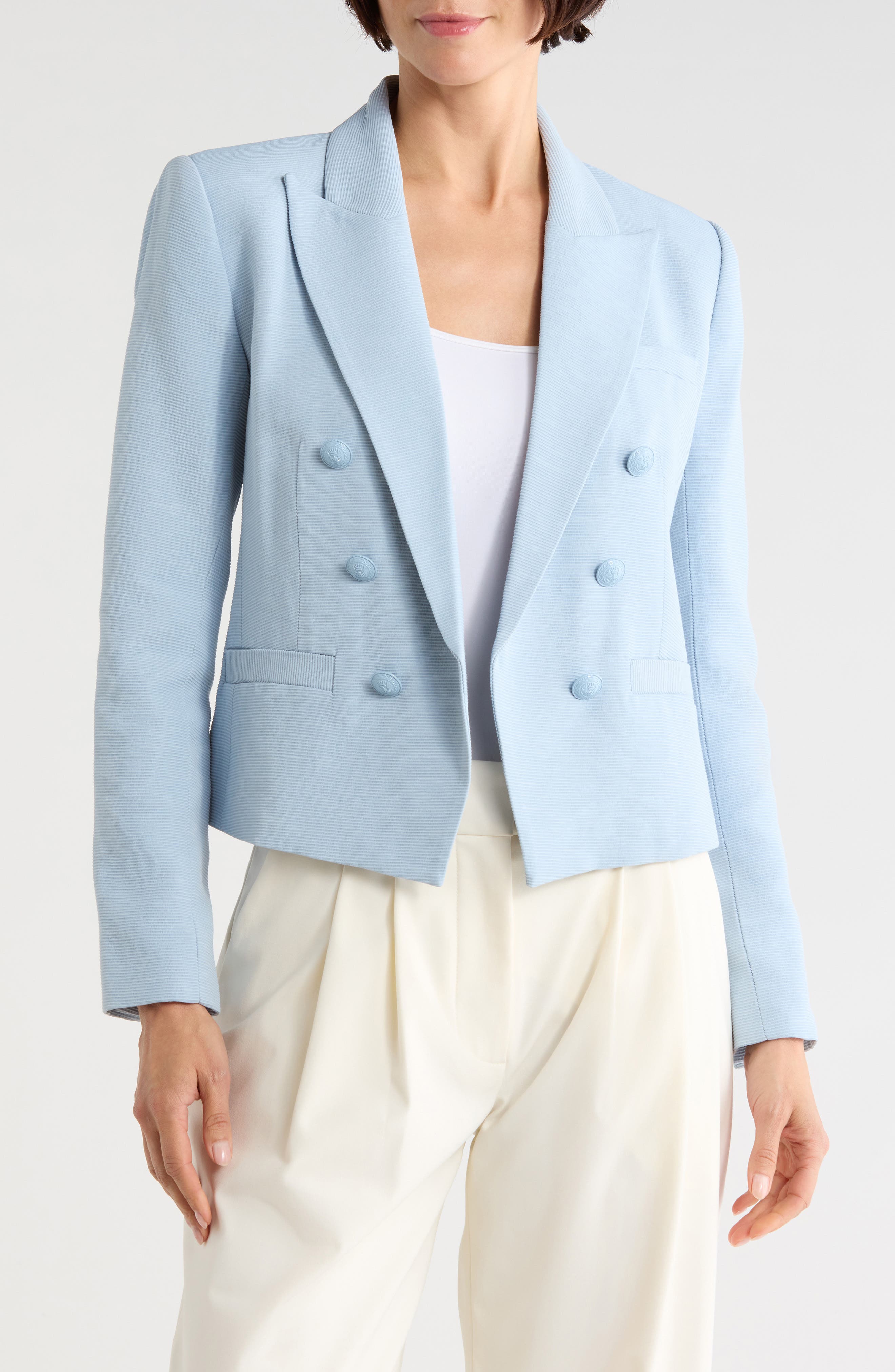 Brooke Texture Double Breasted Crop Blazer
