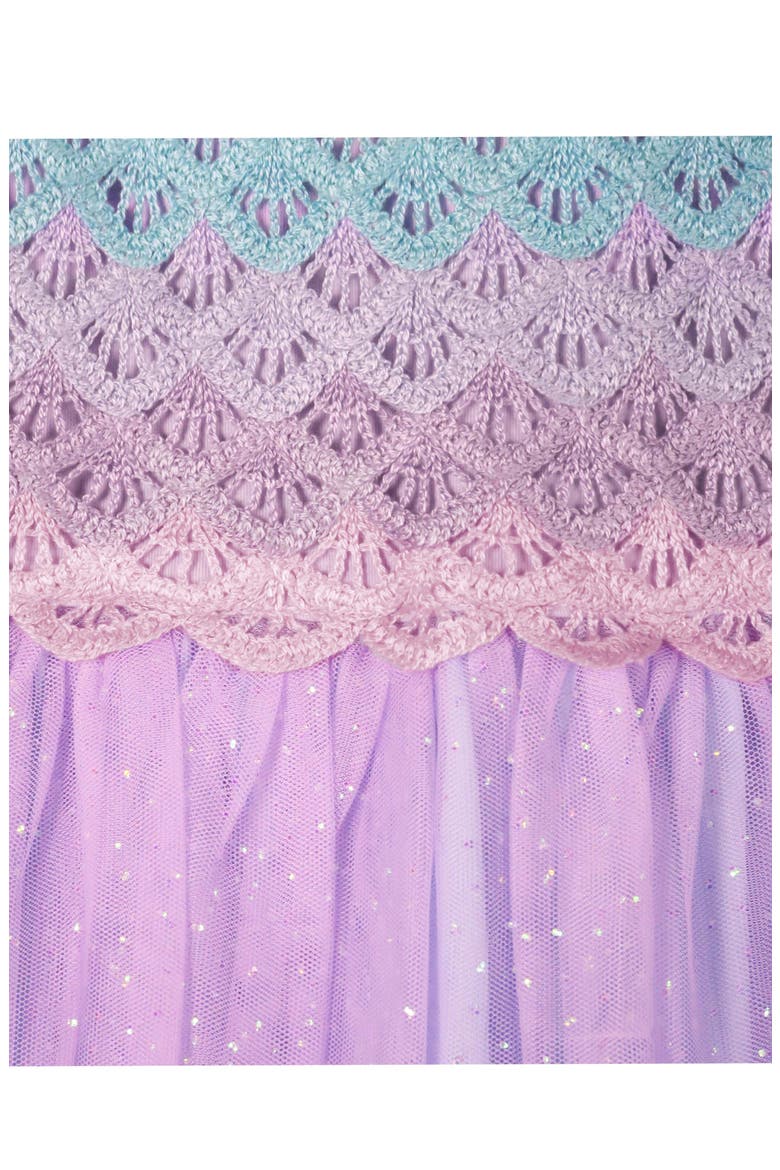 Kids' Mermaid Ombré Crochet Bodice Tulle Dress, Alternate, color, LILAC/BLUE