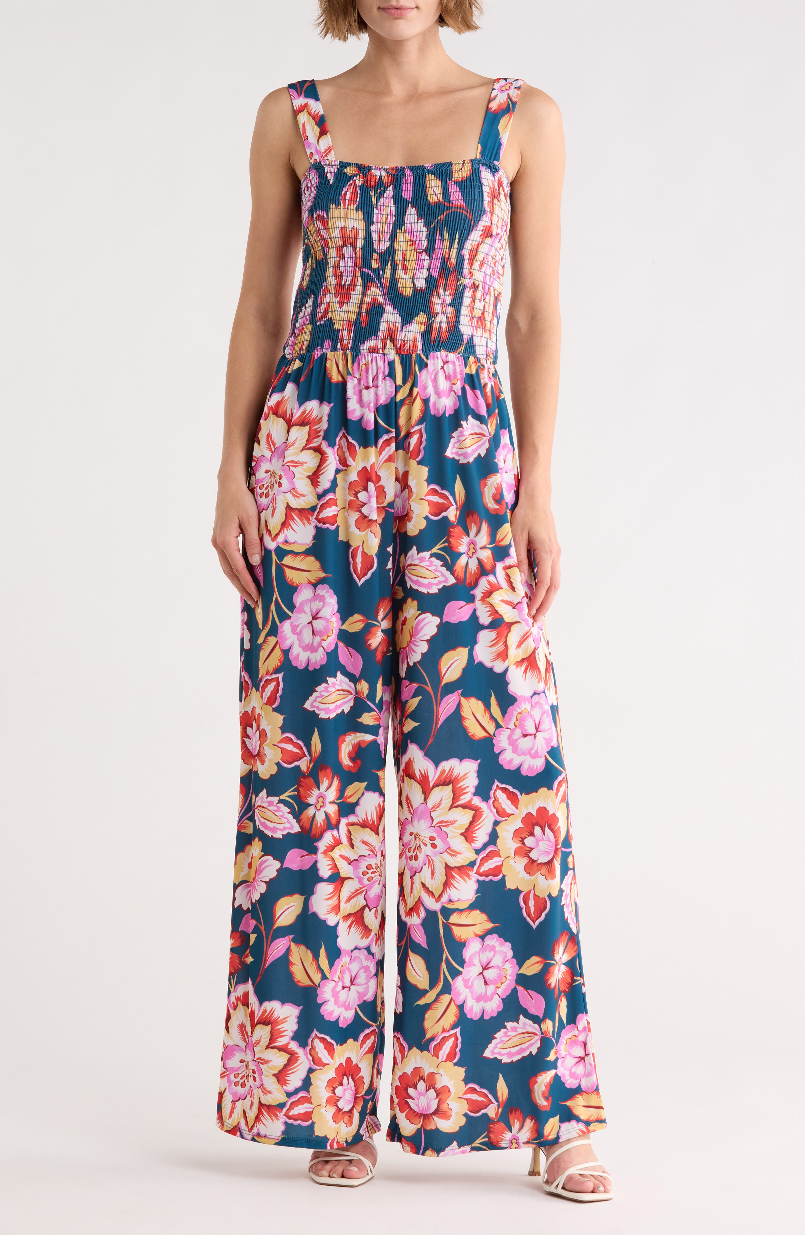 WEST K Smocked Knit Sleeveless Jumpsuit