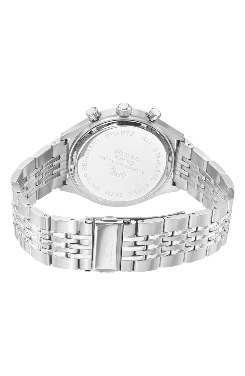 PORSAMO BLEU Charlie Multifunction Bracelet Strap Watch, 45mm, Alternate, color, Silver
