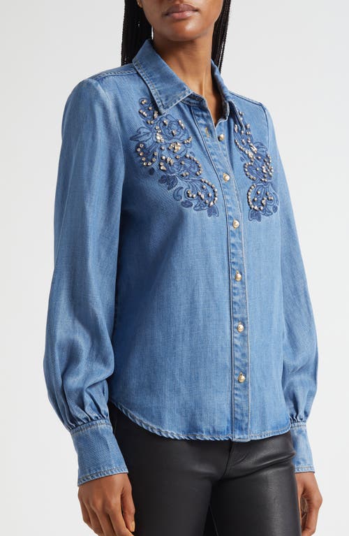 Cinq À Sept Cinq A Sept Rhinestone Embellished Shirt In Blue