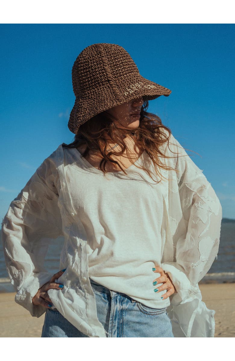 Lost Pattern "Wanderlight" Packable Straw Hat, Alternate, color, Coffee