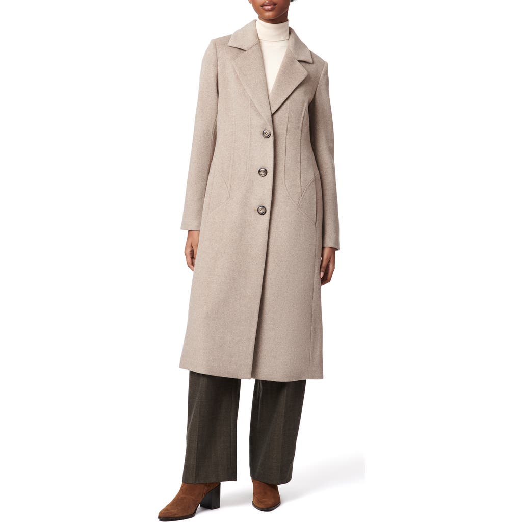 Bernardo Tailored Wool Blend Coat In Heather Taupe