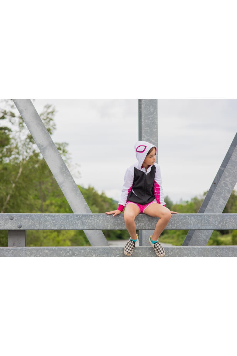 Spider-Man Fleece Zip-Up Hoodie, Alternate, color, Spider Gwen Pink