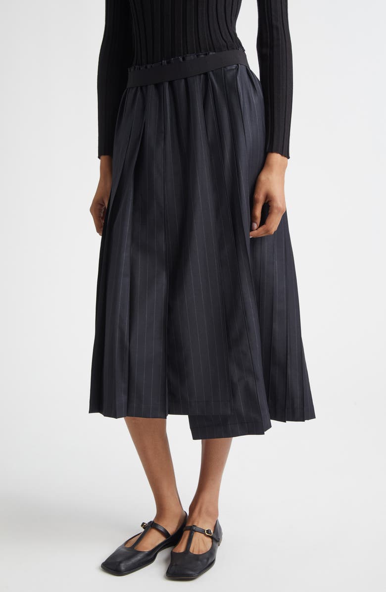 NACKIYÈ Joan Pinstripe Stretch Wool Blend Skirt, Main, color, Charcoal Pinstripe