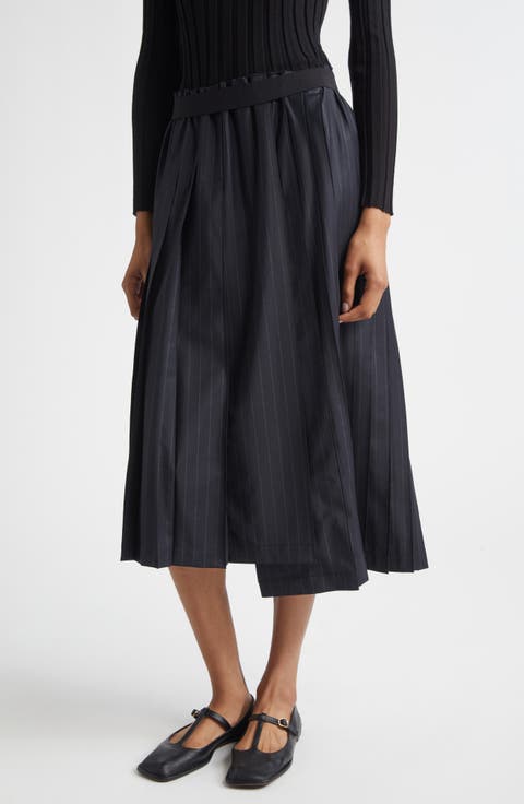 Joan Pinstripe Stretch Wool Blend Skirt