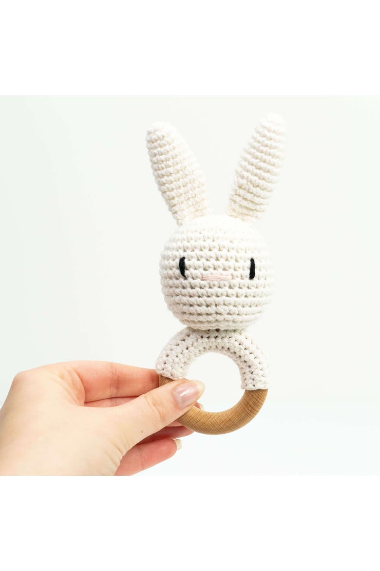 Baby Interactive Wooden Toy Rattle with Crochet Animal, Main, color, Pink  Bunny