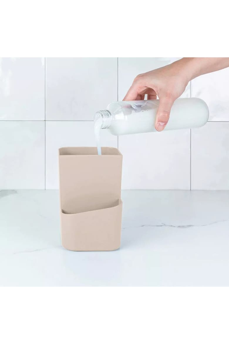 Durable Kitchen Soap Dispenser Organizer with Sponge Holder and Drainage, 22 oz, Alternate, color, Beige