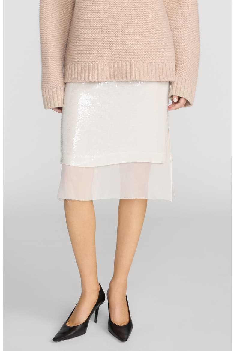 The Sequin Starlight Silk Midi Skirt, Main, color, CREAM