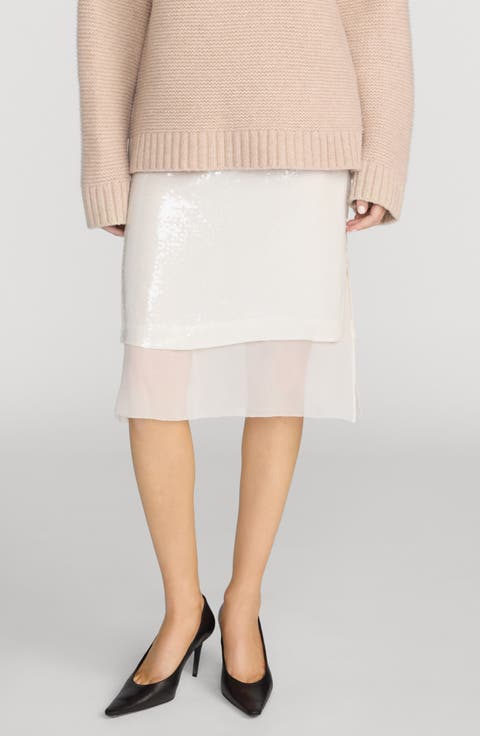 The Sequin Starlight Silk Midi Skirt