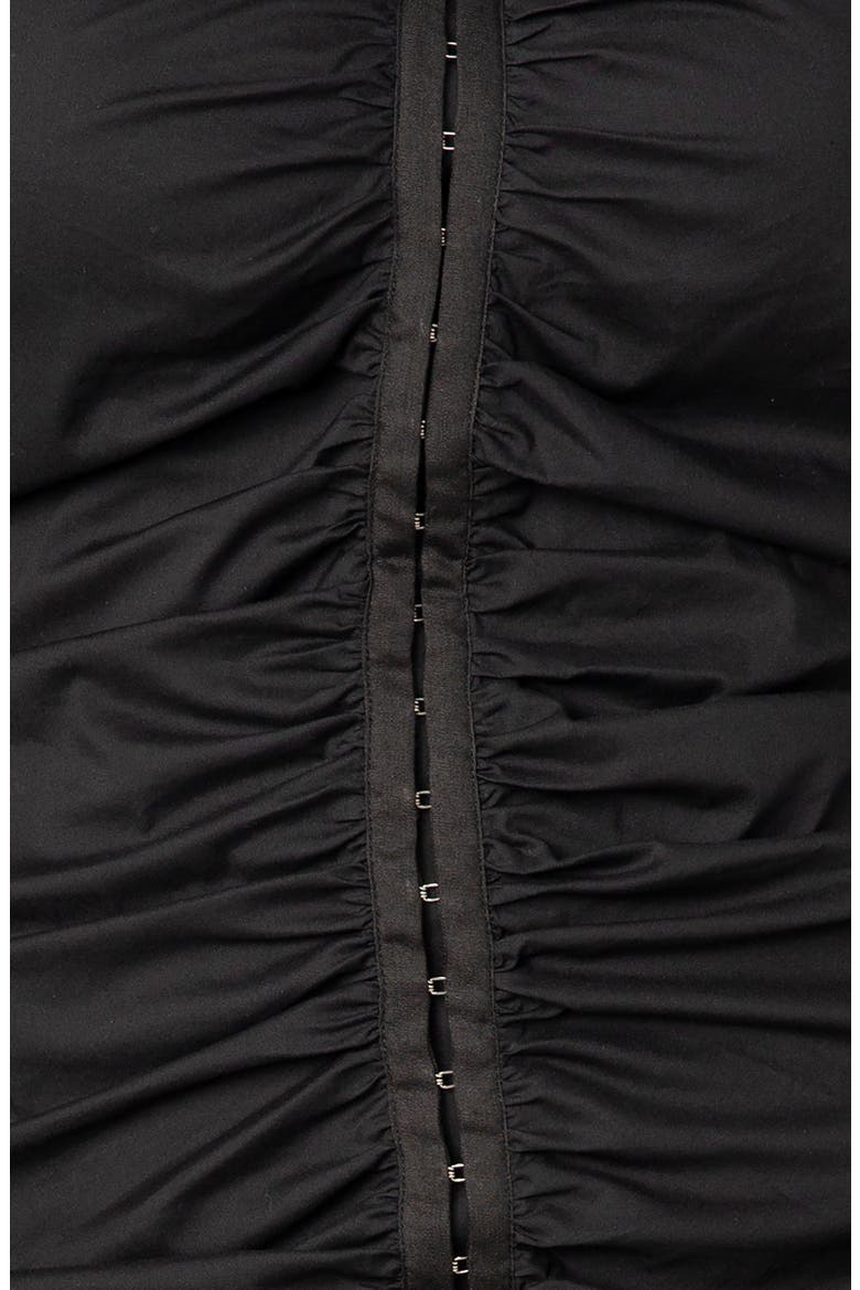 Ruched Fishtail Midi Dress, Alternate, color, BLACK