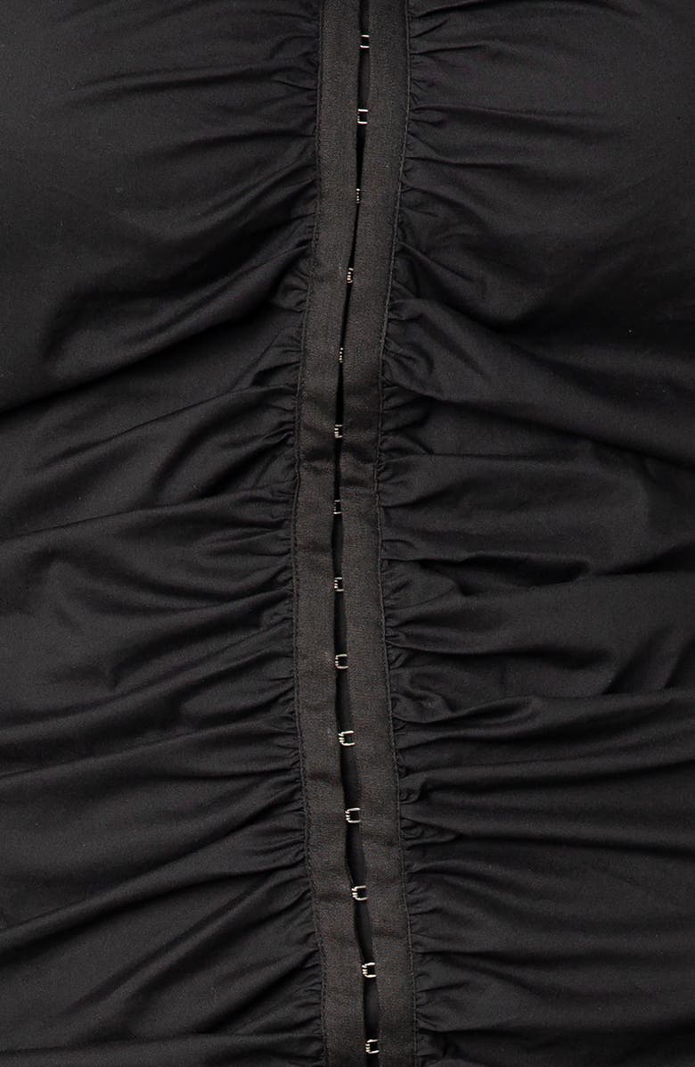 BUXOM COUTURE Ruched Fishtail Midi Dress, Alternate, color, Black