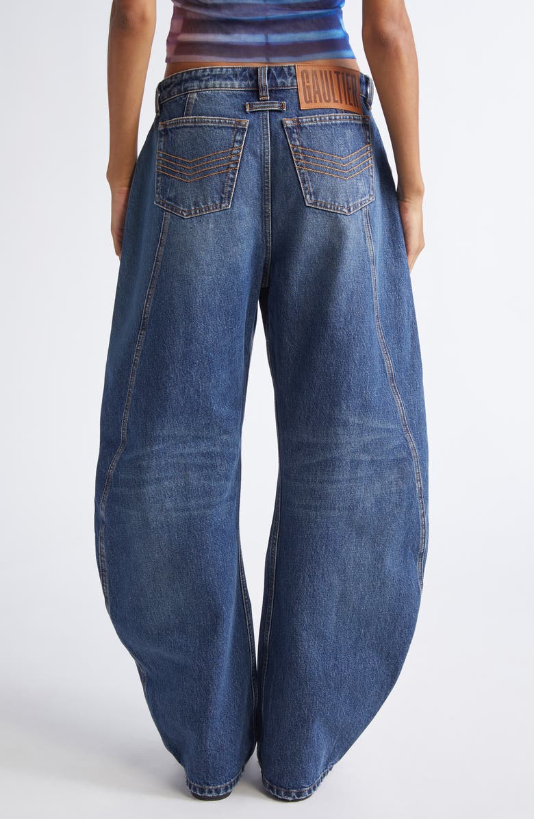 Jean Paul Gaultier Strap Detail Wide Leg Jeans, Alternate, color, Vintage Blue