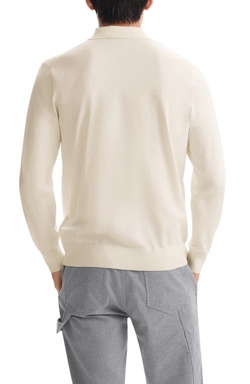 Theory Goris Long Sleeve Polo In Light Bilen Alabaster In White