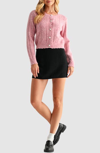 Heart Button Pointelle Cardigan