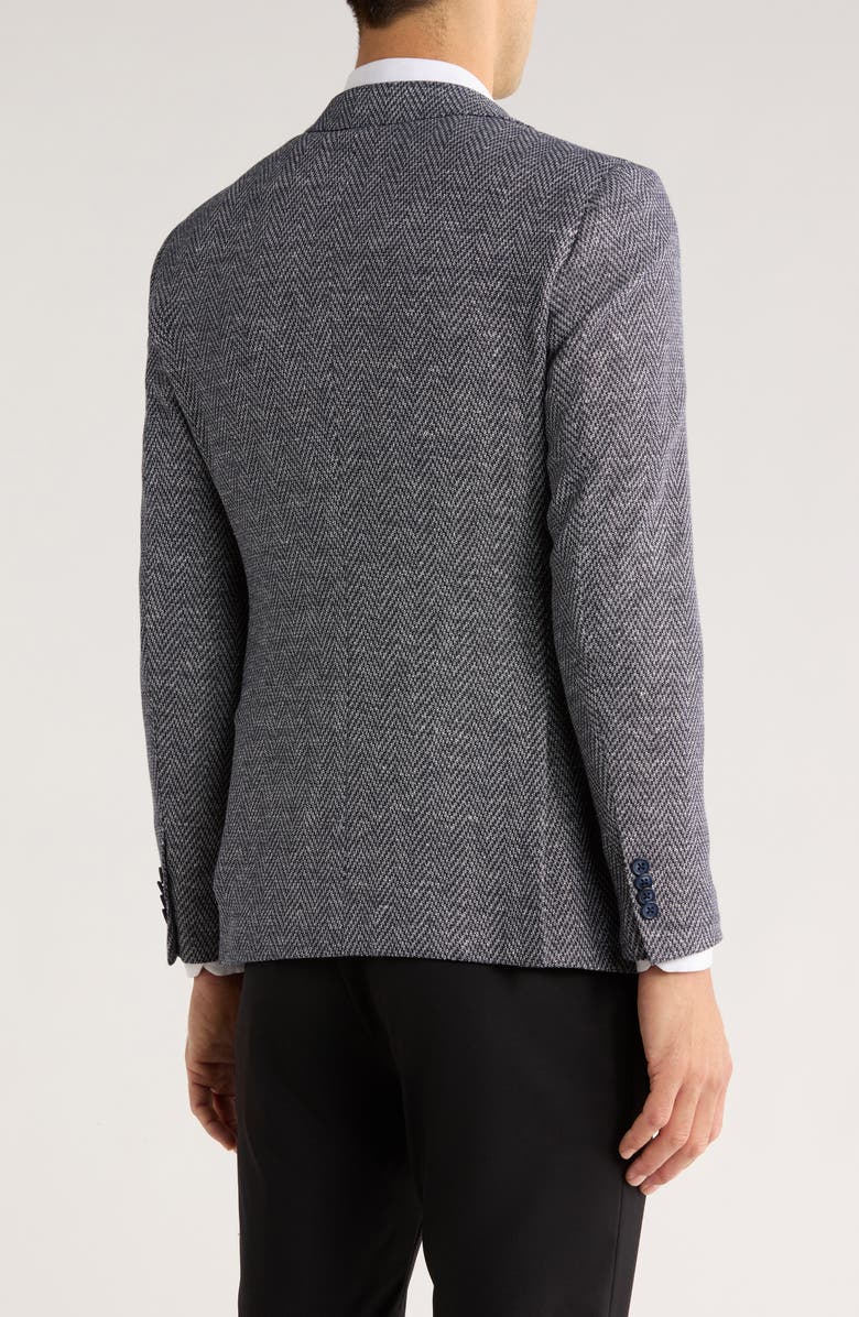 John Varvatos Star USA Herringbone Cotton & Linen Blend Sport Coat, Alternate, color, Grey/ White