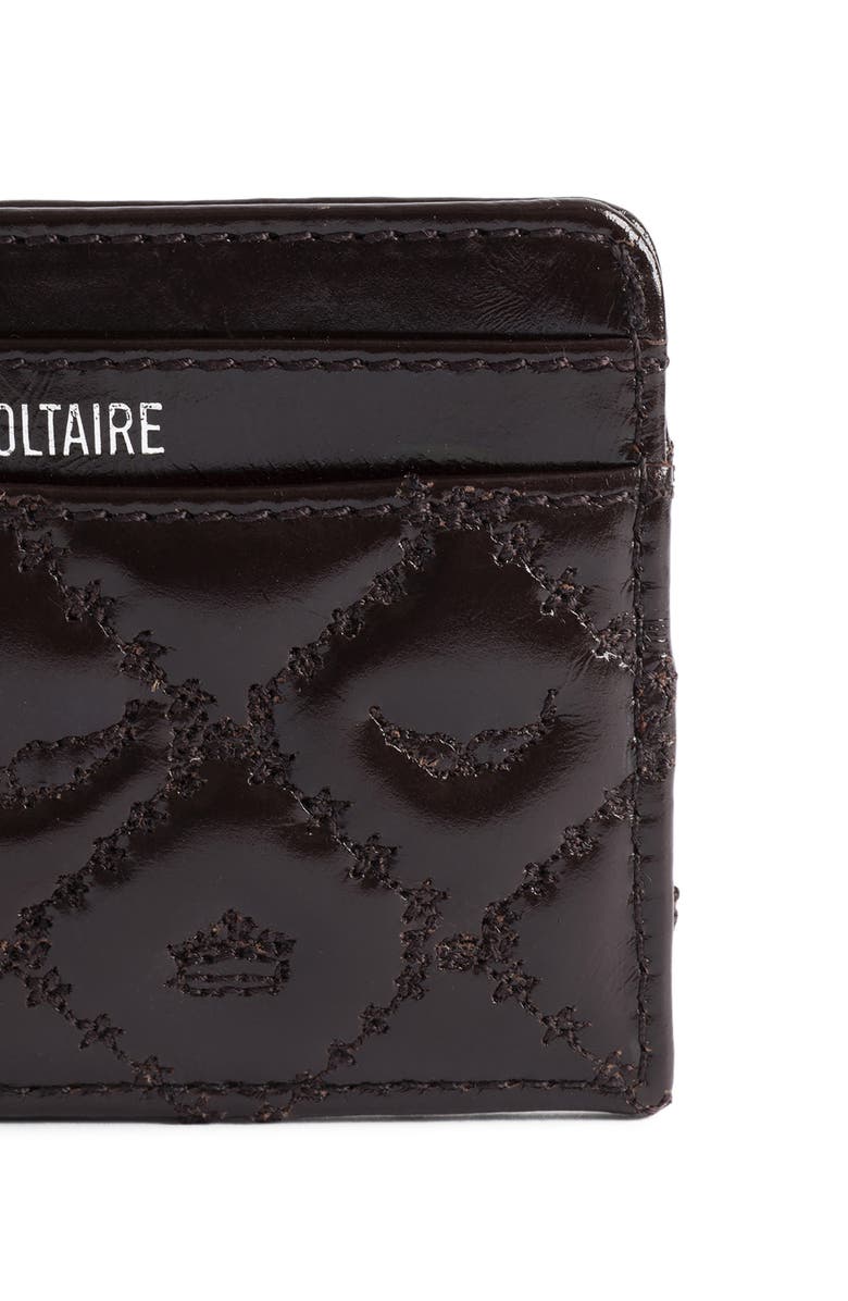 Zadig & Voltaire Pass Vintage Monogram Quilted Leather Card Case, Alternate, color, Brownie