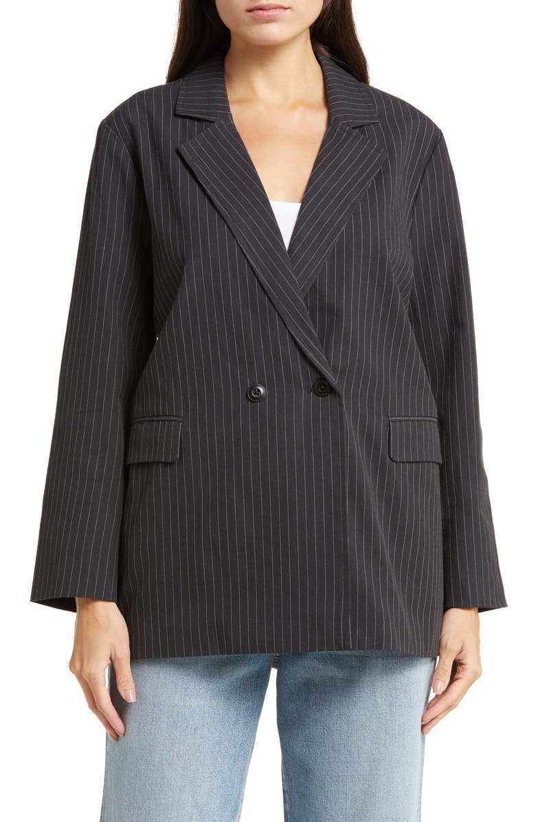 THE GREAT. The Shlumpy Cotton Blazer, Main, color, Wide Smokey Stripe