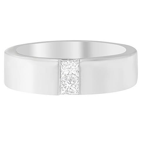 Men's 14K White Gold 1/4 Cttw Diamond Channel Band Ring