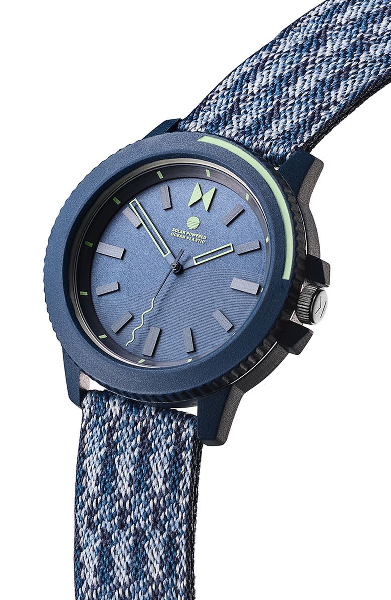 MVMT WATCHES Minimal Sport Ocean Plastic Strap Watch, 38mm, Alternate, color, Pacific Blue