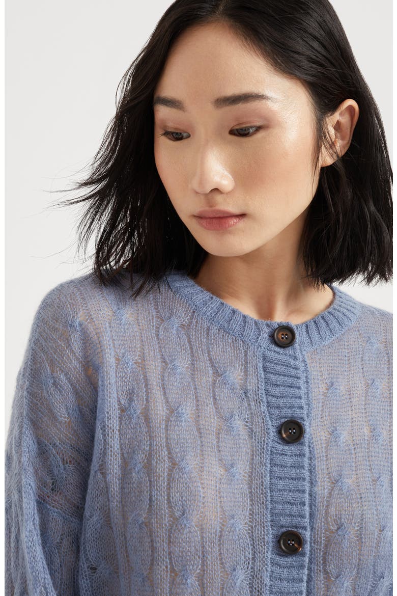 Cable knit cardigan, Alternate, color, Avio Blue