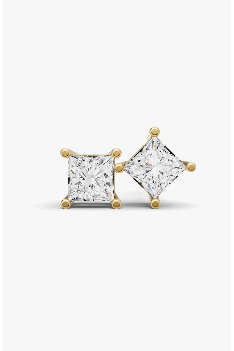 14K Gold Studs 0.25 ct Earrings Princess Solitaire, Main, color, Yellow Gold