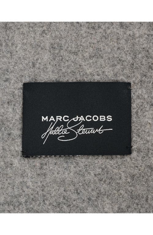 Marc Jacobs Daisy Appliqué Merino Wool Blend Scarf In Gray