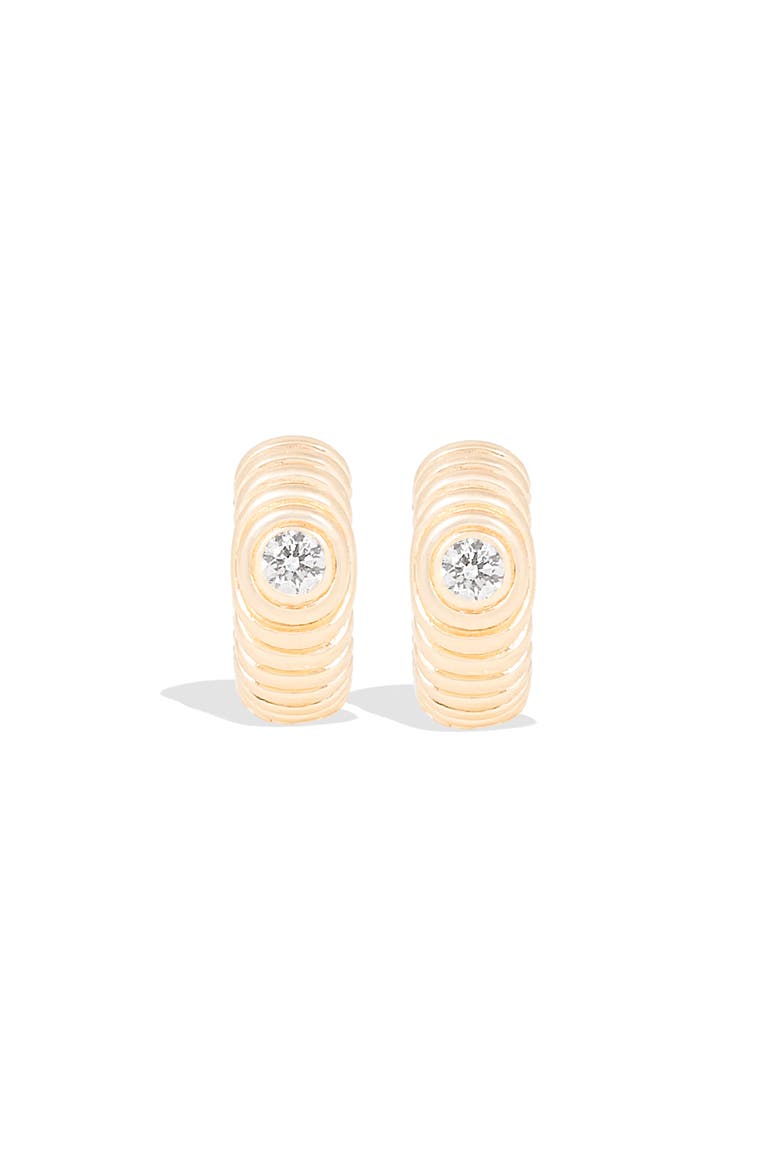 Revel Ribbed Huggie, Main, color, Diamond- Gold