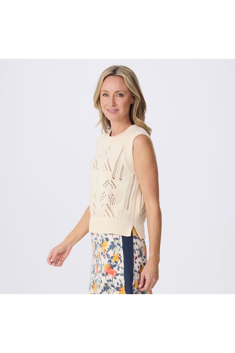 Camille Sleeveless Pointelle Sweater, Alternate, color, Birch