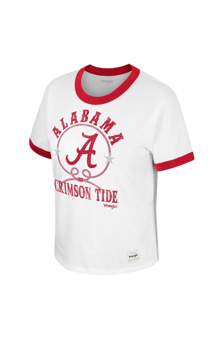 Women's Colosseum x Wrangler White Alabama Crimson Tide Freehand Ringer T-Shirt, Alternate, color, White