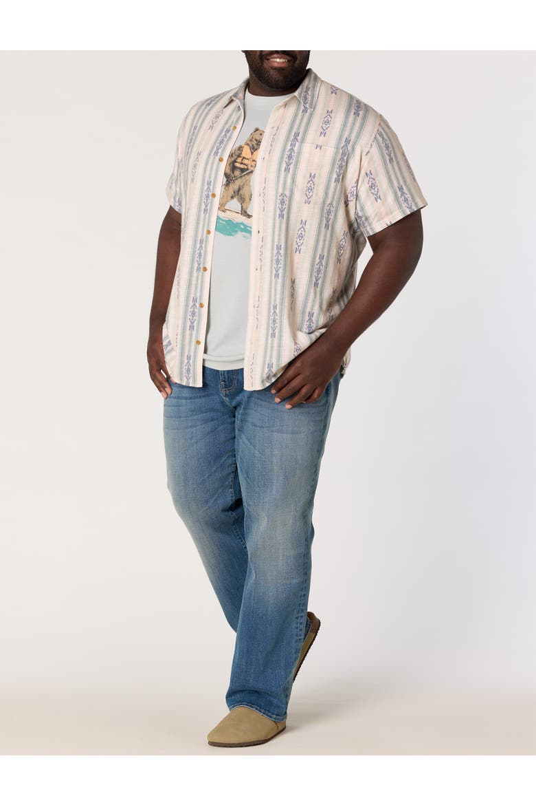 Big & Tall  Southwestern Linen Sport Shirt, Alternate, color, GREEN MULTI