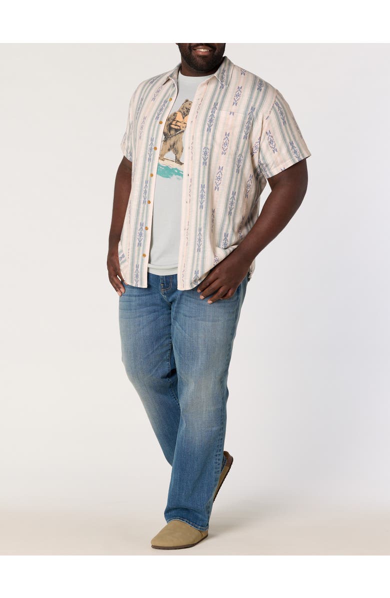 Lucky Brand Jeans Big & Tall Southwestern Linen Sport Shirt, Alternate, color, Green Multi