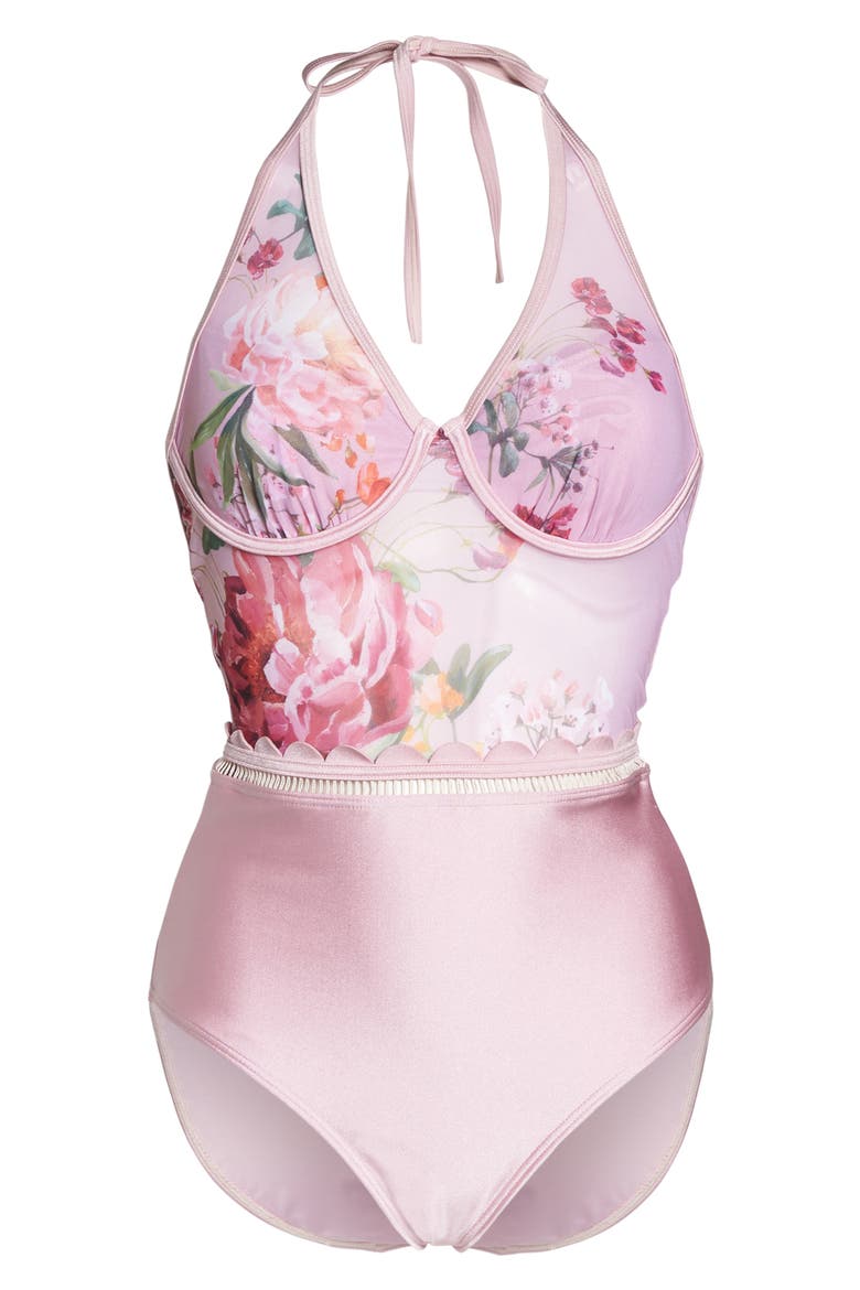 Serenity Mesh One-Piece Swimsuit, Alternate, color, PALE PINK