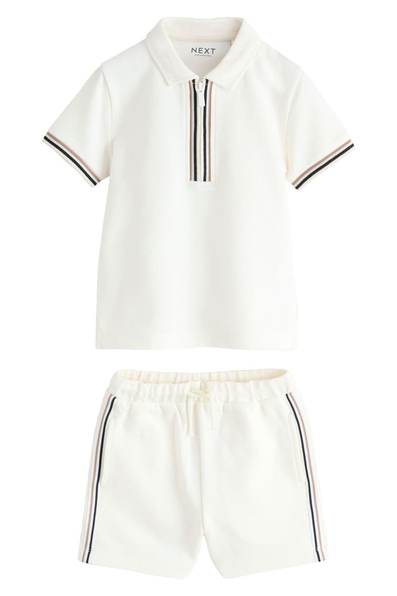 Kids' Zip Polo & Shorts Set, Main, color, WHITE