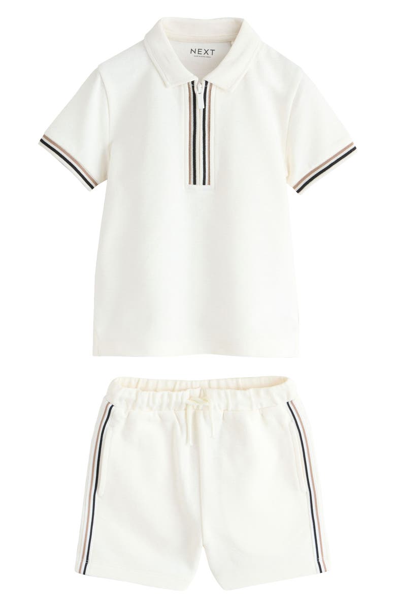 NEXT Kids' Zip Polo & Shorts Set, Main, color, White