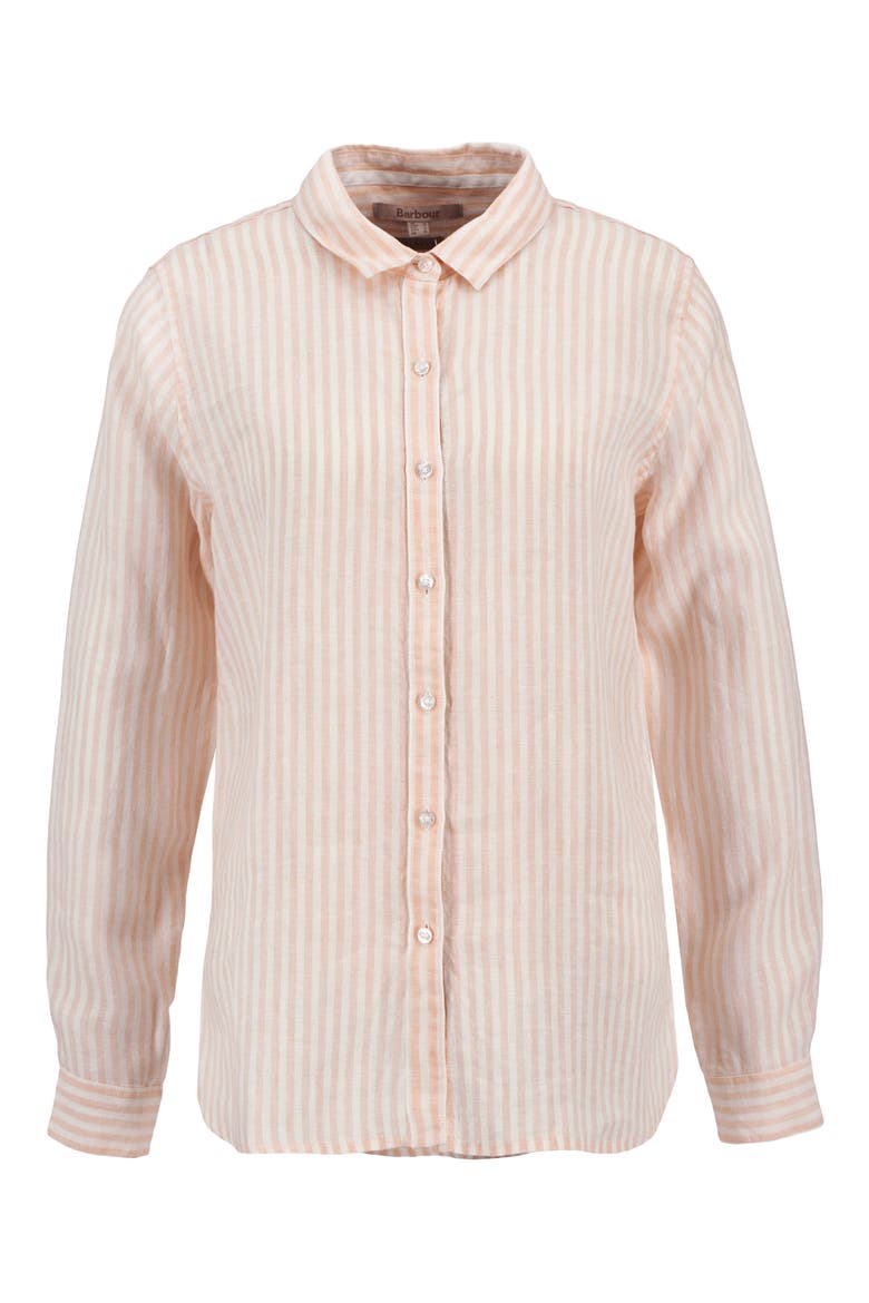 Marine Linen Button-Up Shirt, Alternate, color, PINK STRIPE
