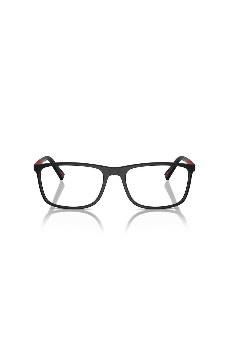 Prada Linea Rossa 55mm Rectangle optical glasses, Alternate, color, Black