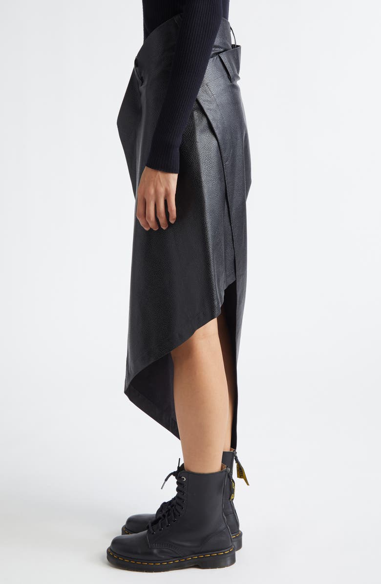 Junya Watanabe Asymmetric Faux Leather Skirt, Alternate, color, Black