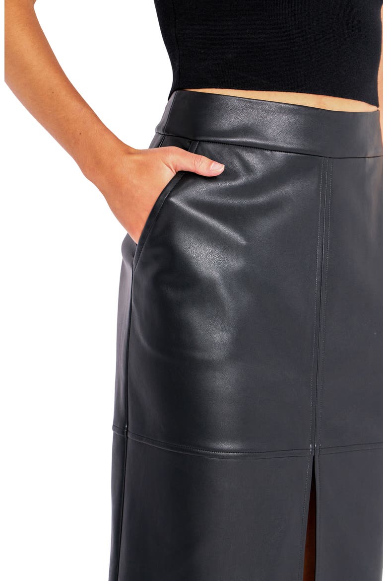 Faux Leather Midi Skirt, Alternate, color, BLACK