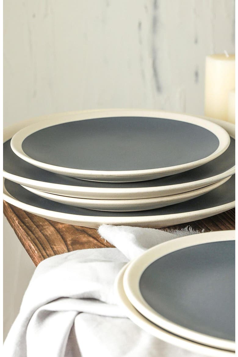 Serenity Stoneware 16-Piece Dinnerware Set, Alternate, color, Dark Gray and Cream
