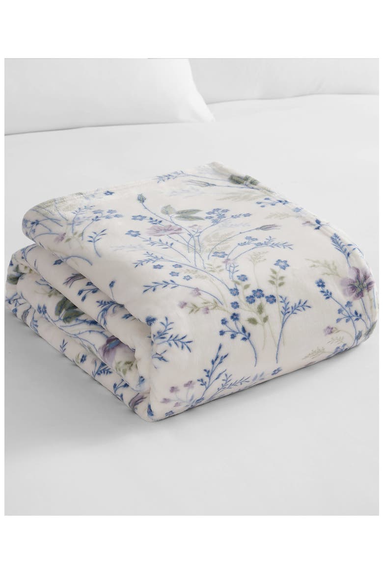 Wildflower Faux Shearling Throw Blanket, Alternate, color, PURPLE FLORAL