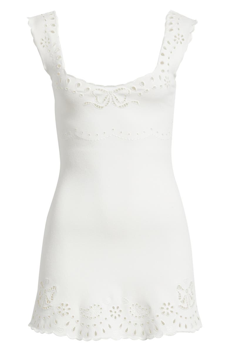 LoveShackFancy Elka Eyelet Sleeveless Minidress, Alternate, color, White Vanilla