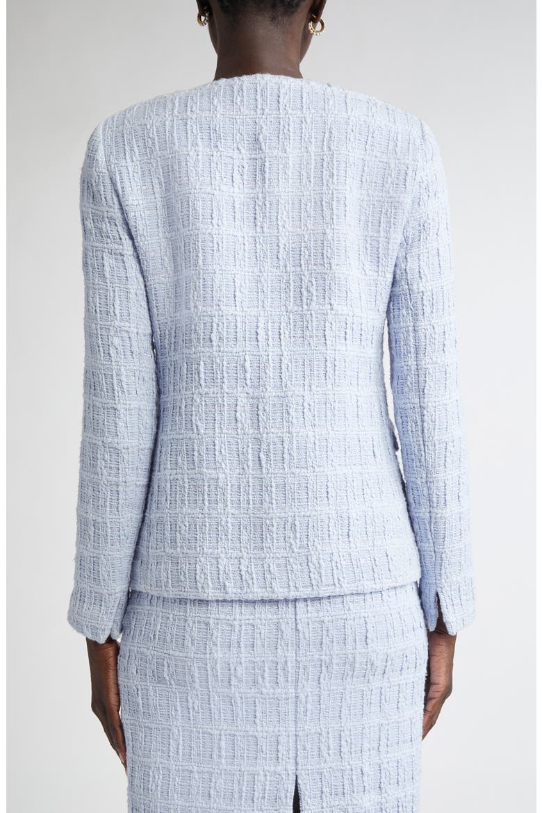 Plaid Textured Cotton Blend Tweed Jacket, Alternate, color, BLUE LAGOON