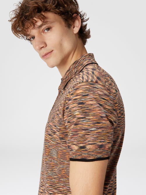 Missoni Slub Cotton Polo Shirt In Orange