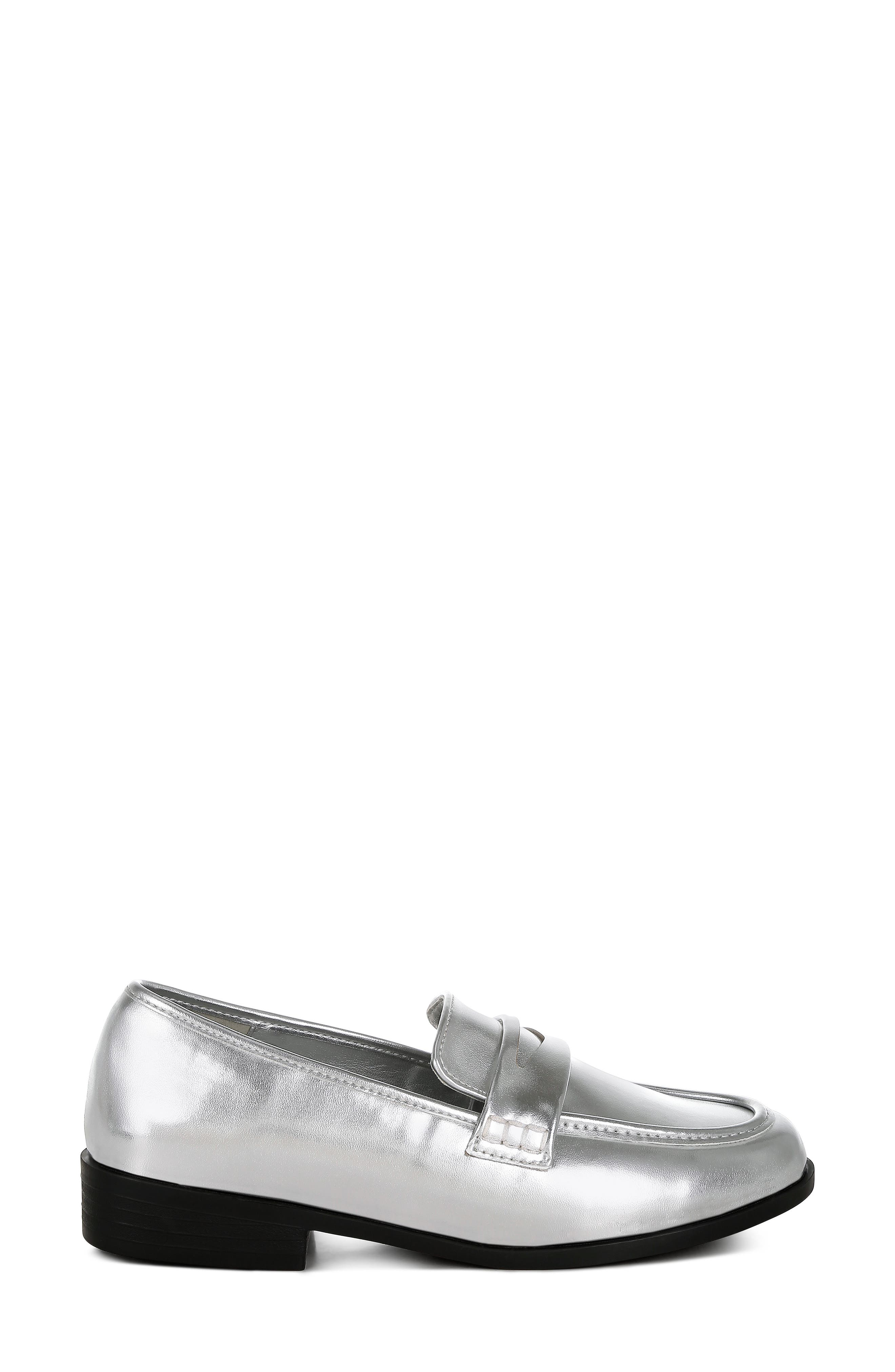 LONDON RAG Rugle Metallic Penny Loafer, Alternate, color, Silver