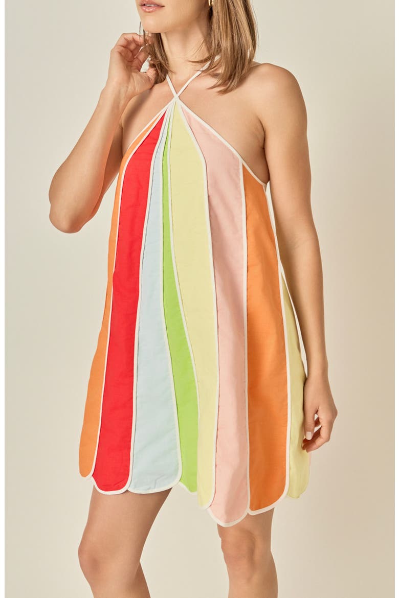 Umbrella Halter Minidress, Alternate, color, RED MULTI