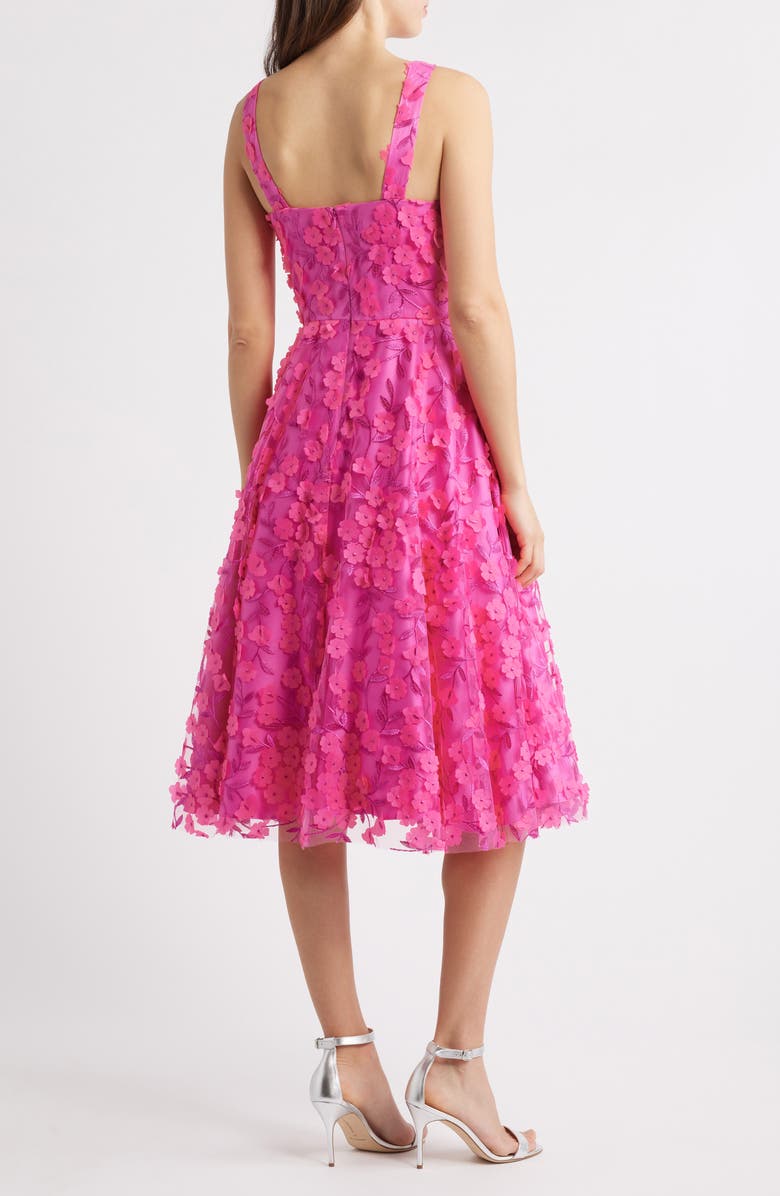 Eliza J 3D Appliqué Fit & Flare Cocktail Dress, Alternate, color, Fuchsia