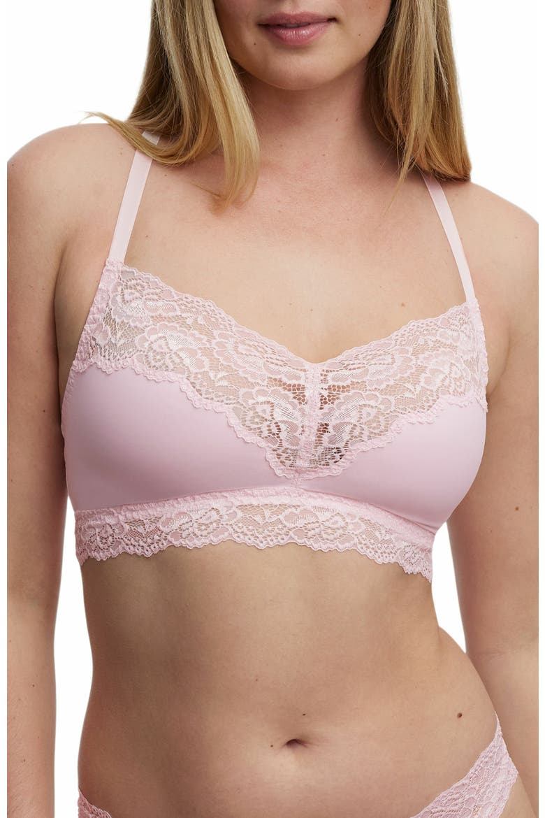Goddess Busty Racerback Lace Bralette, Alternate, color, LT PINK