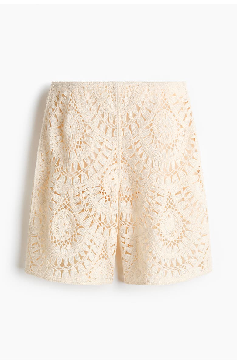 H&M Crochet-look bermuda shorts, Alternate, color, Cream