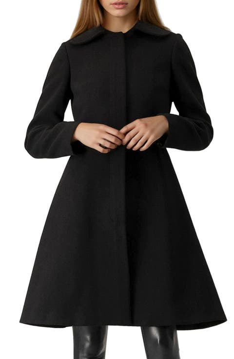 Petal-Collar Wool-Blend Zip Coat